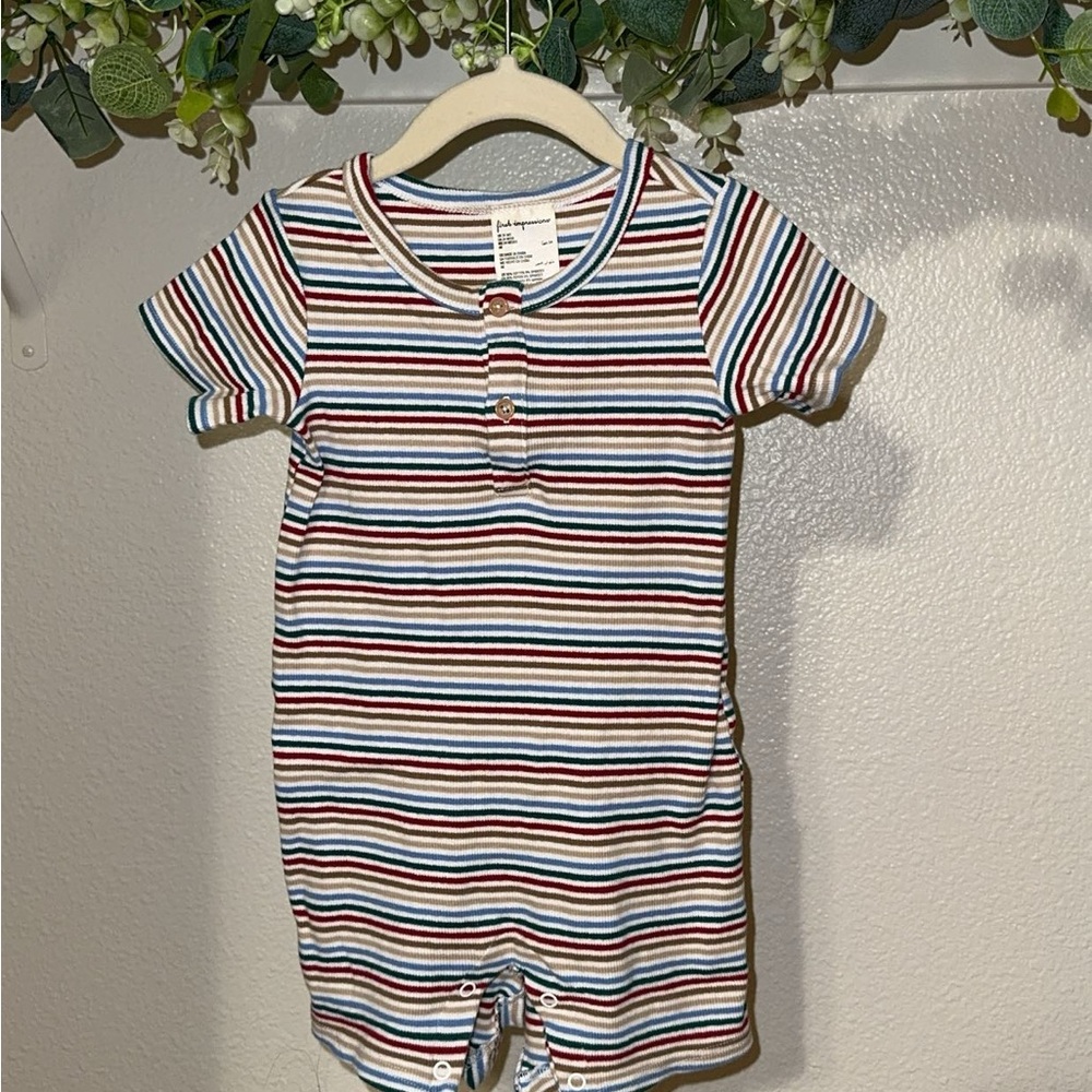 First Impressions Striped One Piece - Red, Blue, White